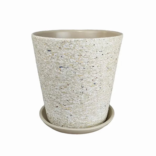 Prague Ceramic Pot - Beige Stone